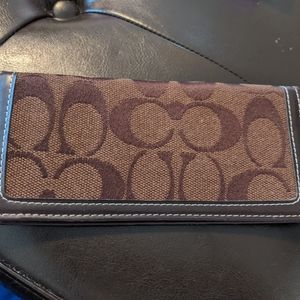 Brown C Jacquard Coach Billfold Checkbook Cover
